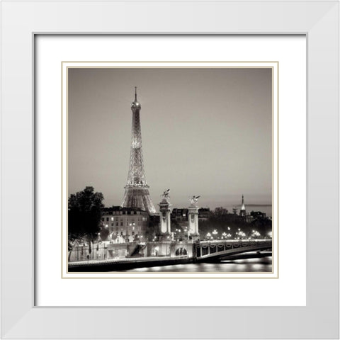 Pont Alexandre Trios White Modern Wood Framed Art Print with Double Matting by Blaustein, Alan