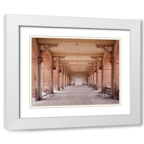 Bancs de Jardin - 1 White Modern Wood Framed Art Print with Double Matting by Blaustein, Alan