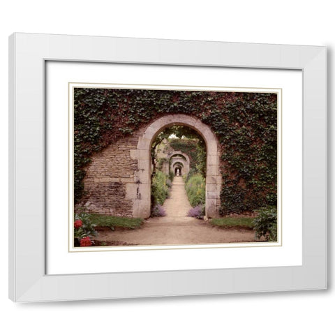 Banc de Jardin - 3 White Modern Wood Framed Art Print with Double Matting by Blaustein, Alan