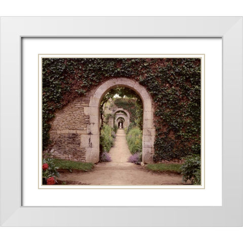 Banc de Jardin - 3 White Modern Wood Framed Art Print with Double Matting by Blaustein, Alan