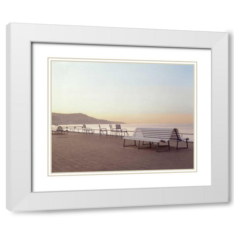 Banc de Jardin - 5 White Modern Wood Framed Art Print with Double Matting by Blaustein, Alan