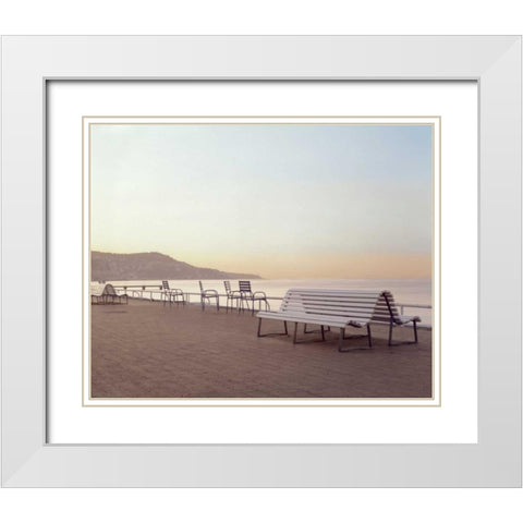 Banc de Jardin - 5 White Modern Wood Framed Art Print with Double Matting by Blaustein, Alan