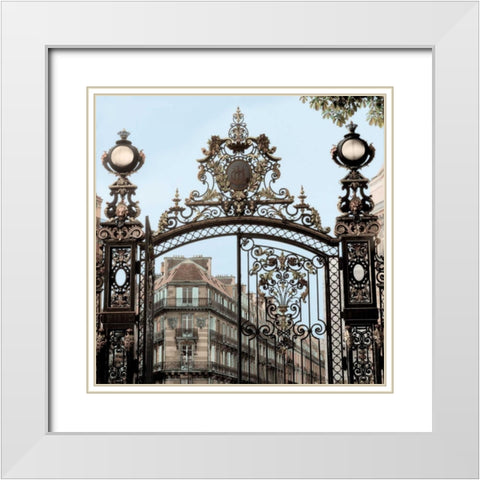 Paris Gates - 2 White Modern Wood Framed Art Print with Double Matting by Blaustein, Alan