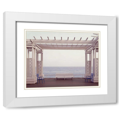 Banc de Jardin - 6 White Modern Wood Framed Art Print with Double Matting by Blaustein, Alan