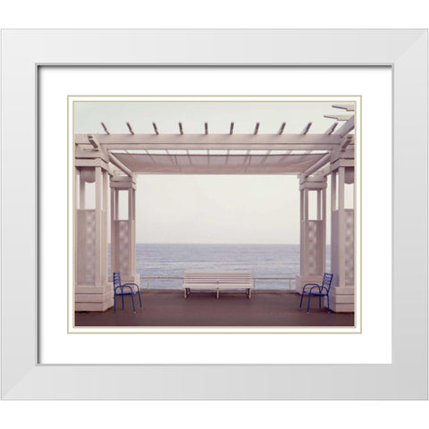 Banc de Jardin - 6 White Modern Wood Framed Art Print with Double Matting by Blaustein, Alan