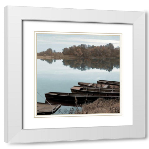 French Boats - 3 White Modern Wood Framed Art Print with Double Matting by Blaustein, Alan
