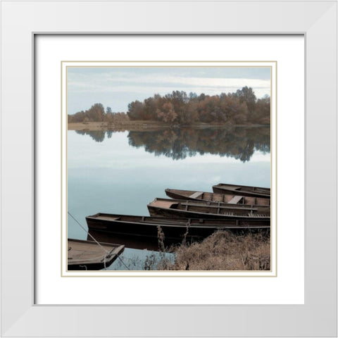 French Boats - 3 White Modern Wood Framed Art Print with Double Matting by Blaustein, Alan