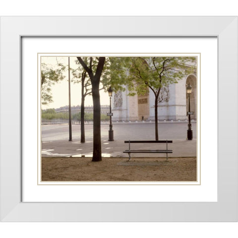 Banc de Jardin - 13 White Modern Wood Framed Art Print with Double Matting by Blaustein, Alan