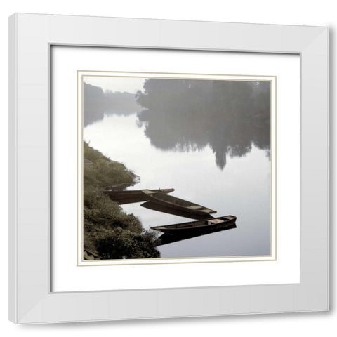French Boats - 2 White Modern Wood Framed Art Print with Double Matting by Blaustein, Alan