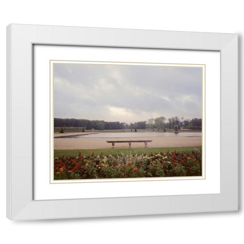 Banc de Jardin - 7 White Modern Wood Framed Art Print with Double Matting by Blaustein, Alan