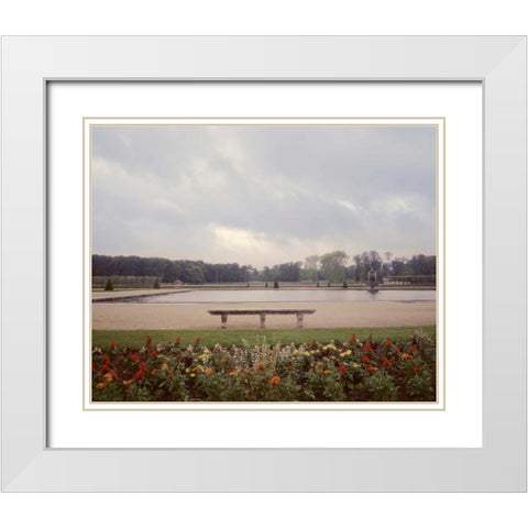 Banc de Jardin - 7 White Modern Wood Framed Art Print with Double Matting by Blaustein, Alan