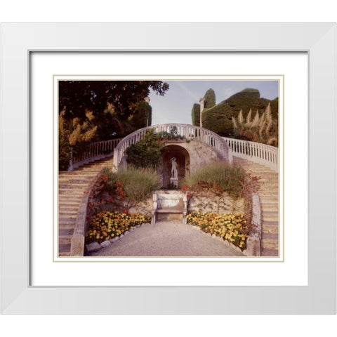 Banc de Jardin - 16 White Modern Wood Framed Art Print with Double Matting by Blaustein, Alan