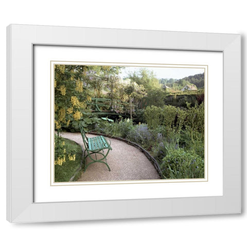 Banc de Jardin - 25 White Modern Wood Framed Art Print with Double Matting by Blaustein, Alan