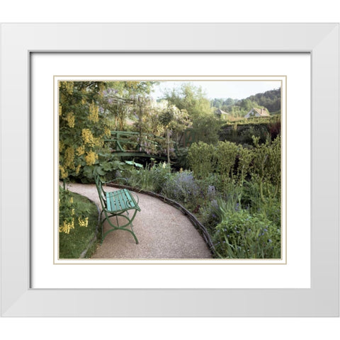 Banc de Jardin - 25 White Modern Wood Framed Art Print with Double Matting by Blaustein, Alan