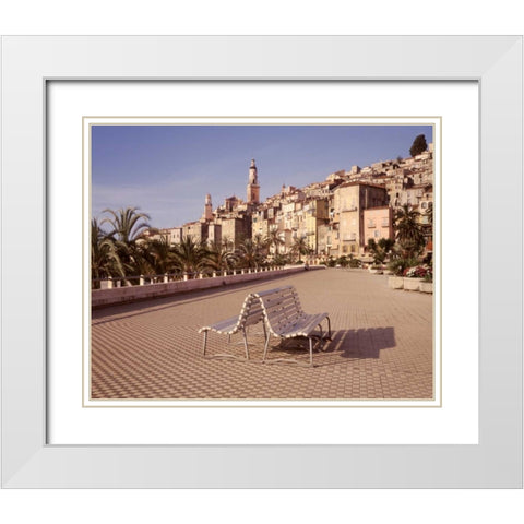 Banc de Jardin - 28 White Modern Wood Framed Art Print with Double Matting by Blaustein, Alan
