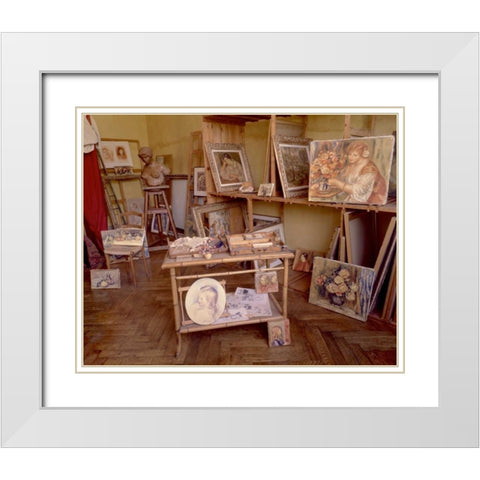 Banc de Jardin - 30 White Modern Wood Framed Art Print with Double Matting by Blaustein, Alan