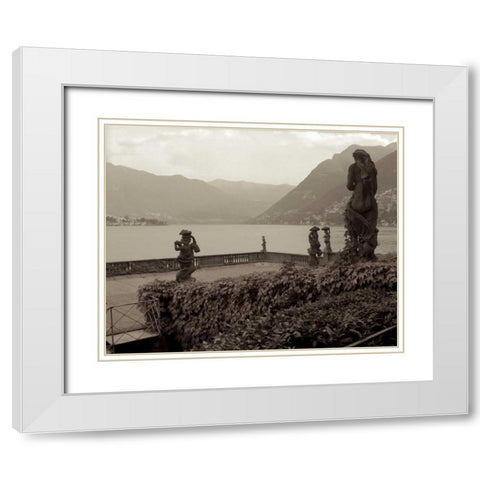 Banc de Jardin - 35 White Modern Wood Framed Art Print with Double Matting by Blaustein, Alan