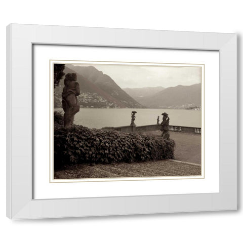 Banc de Jardin - 36 White Modern Wood Framed Art Print with Double Matting by Blaustein, Alan