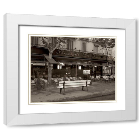 Banc de Jardin - 40 White Modern Wood Framed Art Print with Double Matting by Blaustein, Alan
