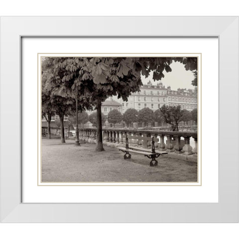 Banc de Jardin - 42 White Modern Wood Framed Art Print with Double Matting by Blaustein, Alan