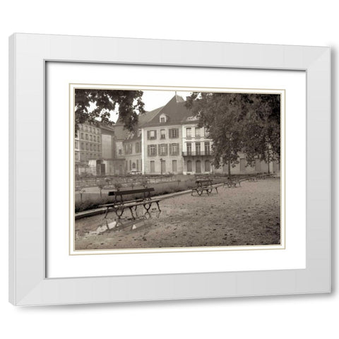 Banc de Jardin - 43 White Modern Wood Framed Art Print with Double Matting by Blaustein, Alan