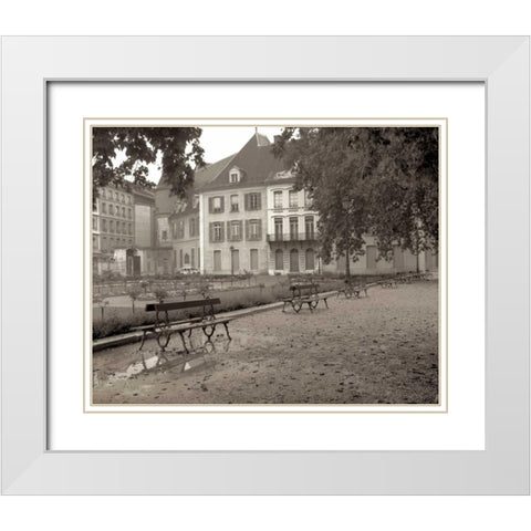 Banc de Jardin - 43 White Modern Wood Framed Art Print with Double Matting by Blaustein, Alan