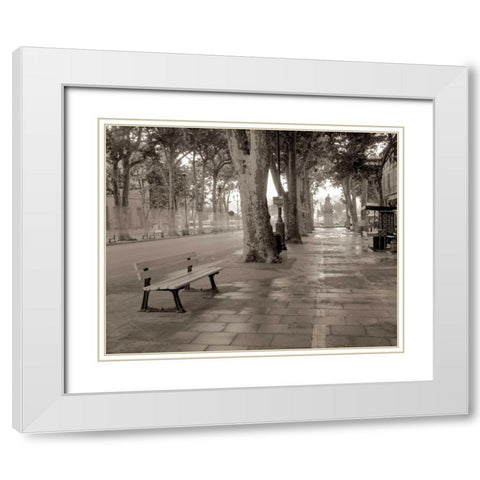 Banc de Jardin - 45 White Modern Wood Framed Art Print with Double Matting by Blaustein, Alan