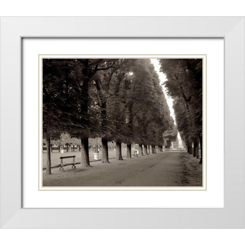 Banc de Jardin - 47 White Modern Wood Framed Art Print with Double Matting by Blaustein, Alan