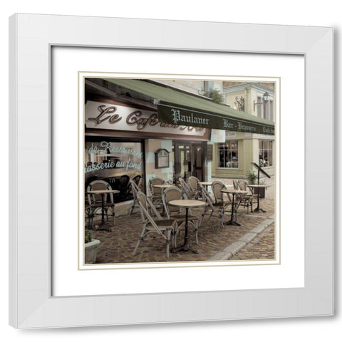 Le Cafe des Arts White Modern Wood Framed Art Print with Double Matting by Blaustein, Alan
