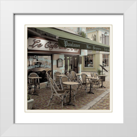 Le Cafe des Arts White Modern Wood Framed Art Print with Double Matting by Blaustein, Alan