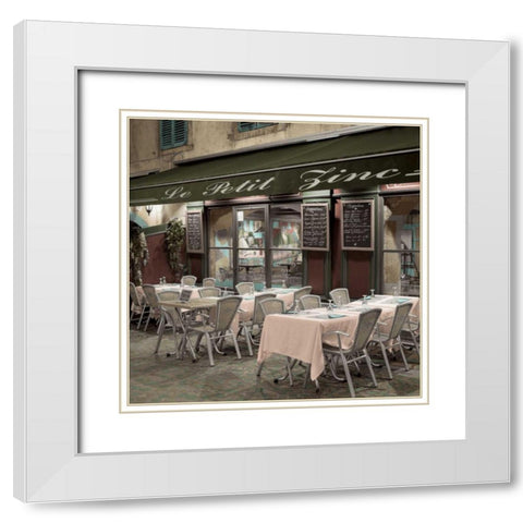 Le Petit Zinc Cafe White Modern Wood Framed Art Print with Double Matting by Blaustein, Alan