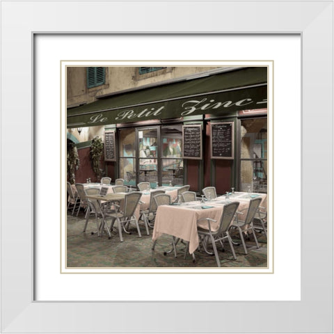 Le Petit Zinc Cafe White Modern Wood Framed Art Print with Double Matting by Blaustein, Alan