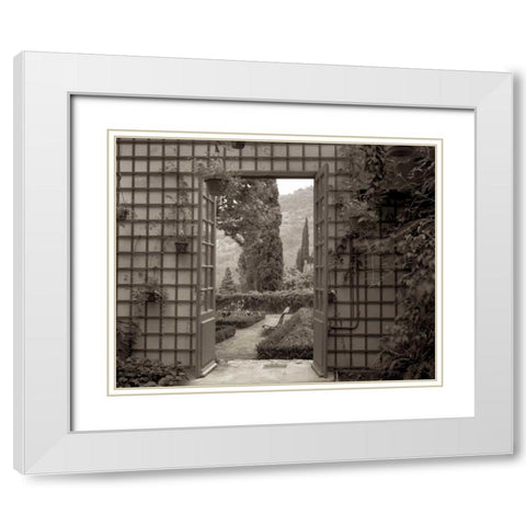 Banc de Jardin - 54 White Modern Wood Framed Art Print with Double Matting by Blaustein, Alan
