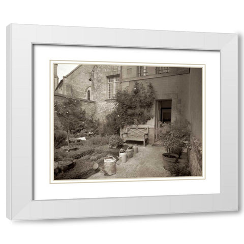 Banc de Jardin - 55 White Modern Wood Framed Art Print with Double Matting by Blaustein, Alan