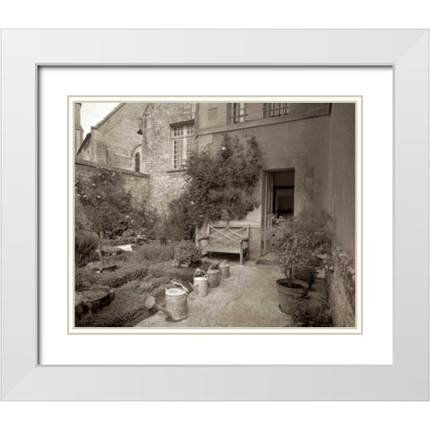 Banc de Jardin - 55 White Modern Wood Framed Art Print with Double Matting by Blaustein, Alan