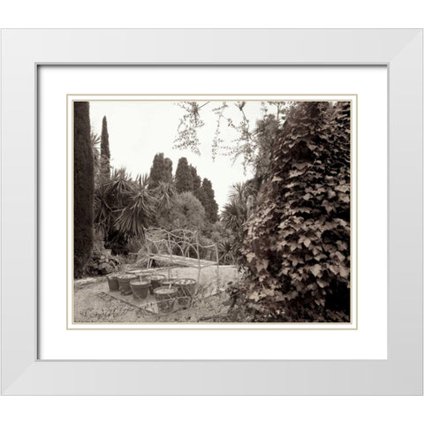 Banc de Jardin - 62 White Modern Wood Framed Art Print with Double Matting by Blaustein, Alan