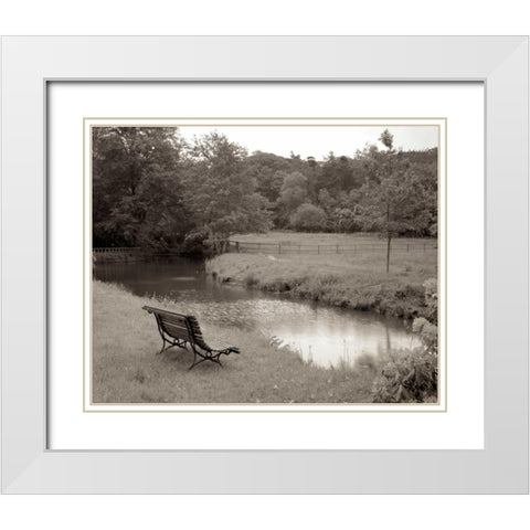 Banc de Jardin - 64 White Modern Wood Framed Art Print with Double Matting by Blaustein, Alan
