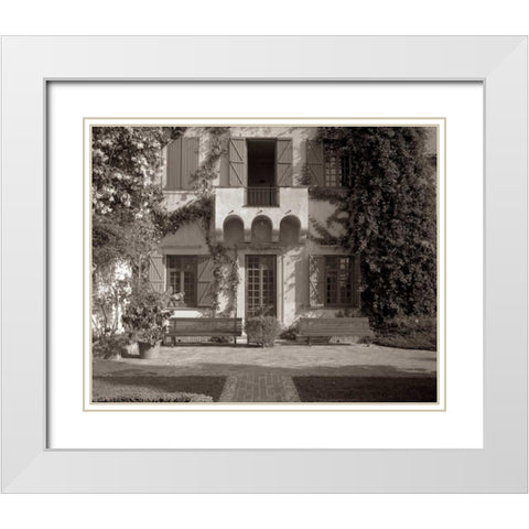 Banc de Jardin - 79 White Modern Wood Framed Art Print with Double Matting by Blaustein, Alan