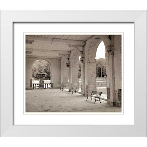 Banc de Jardin - 81 White Modern Wood Framed Art Print with Double Matting by Blaustein, Alan
