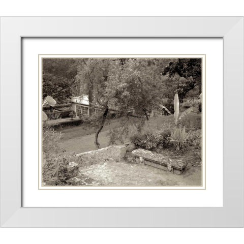 Banc de Jardin - 82 White Modern Wood Framed Art Print with Double Matting by Blaustein, Alan