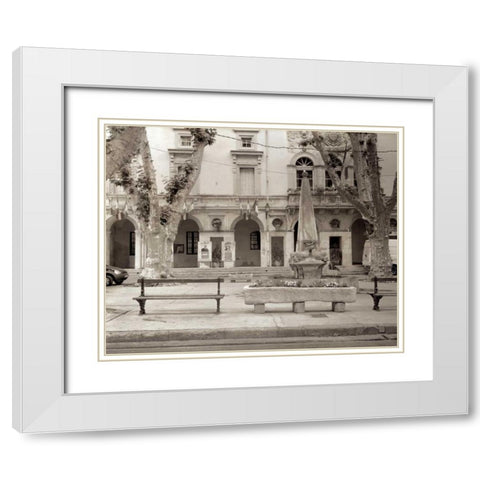 Banc de Jardin - 83 White Modern Wood Framed Art Print with Double Matting by Blaustein, Alan