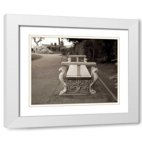 Banc de Jardin - 85 White Modern Wood Framed Art Print with Double Matting by Blaustein, Alan