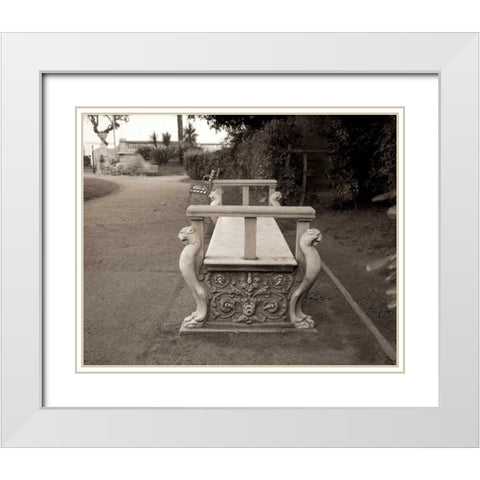 Banc de Jardin - 85 White Modern Wood Framed Art Print with Double Matting by Blaustein, Alan