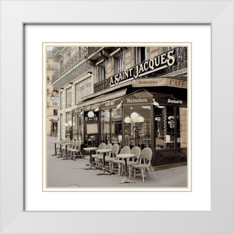 St Jacques Paris White Modern Wood Framed Art Print with Double Matting by Blaustein, Alan