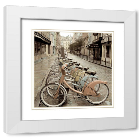 City Street Ride Paris White Modern Wood Framed Art Print with Double Matting by Blaustein, Alan