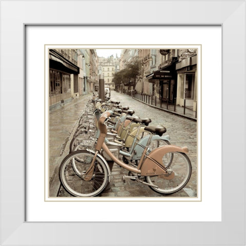 City Street Ride Paris White Modern Wood Framed Art Print with Double Matting by Blaustein, Alan
