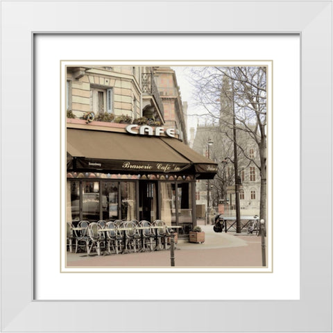 Brasserie Paris - 1 White Modern Wood Framed Art Print with Double Matting by Blaustein, Alan
