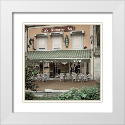 Le Francois 1er Bistro White Modern Wood Framed Art Print with Double Matting by Blaustein, Alan