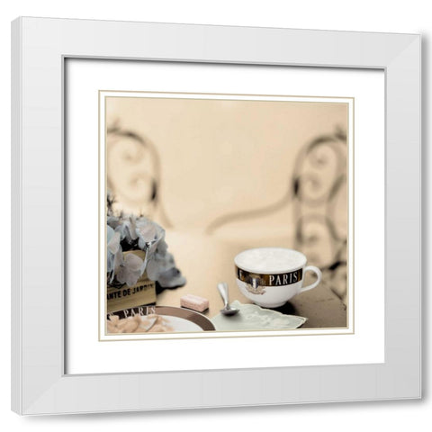 Paris Cafe de Jardin White Modern Wood Framed Art Print with Double Matting by Blaustein, Alan