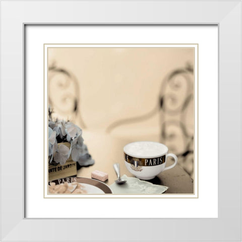 Paris Cafe de Jardin White Modern Wood Framed Art Print with Double Matting by Blaustein, Alan